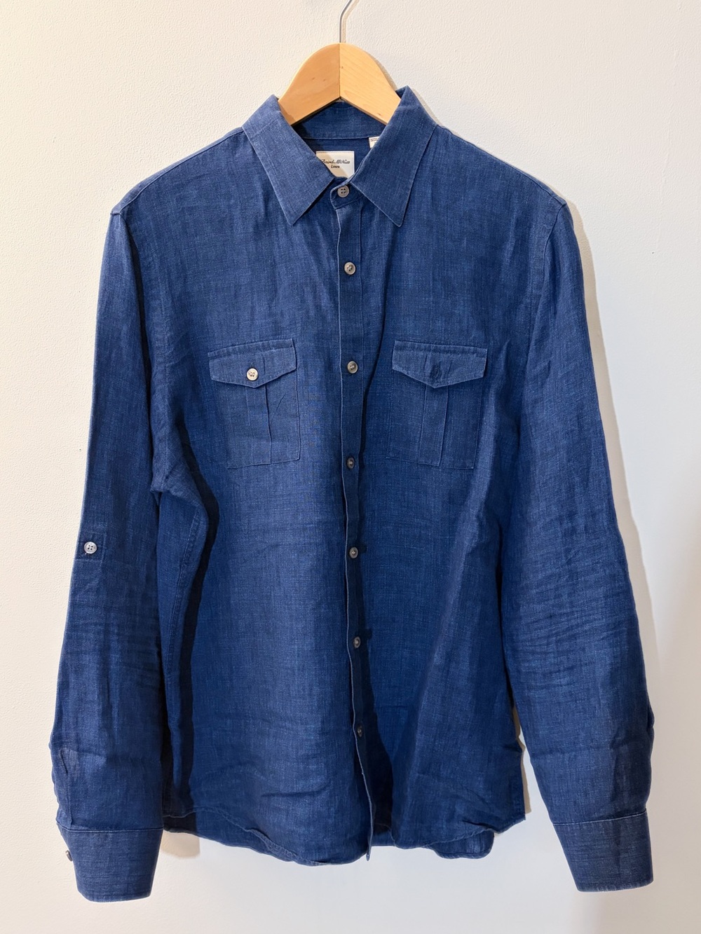 Murano Linen Blue slim fit button down shirt
